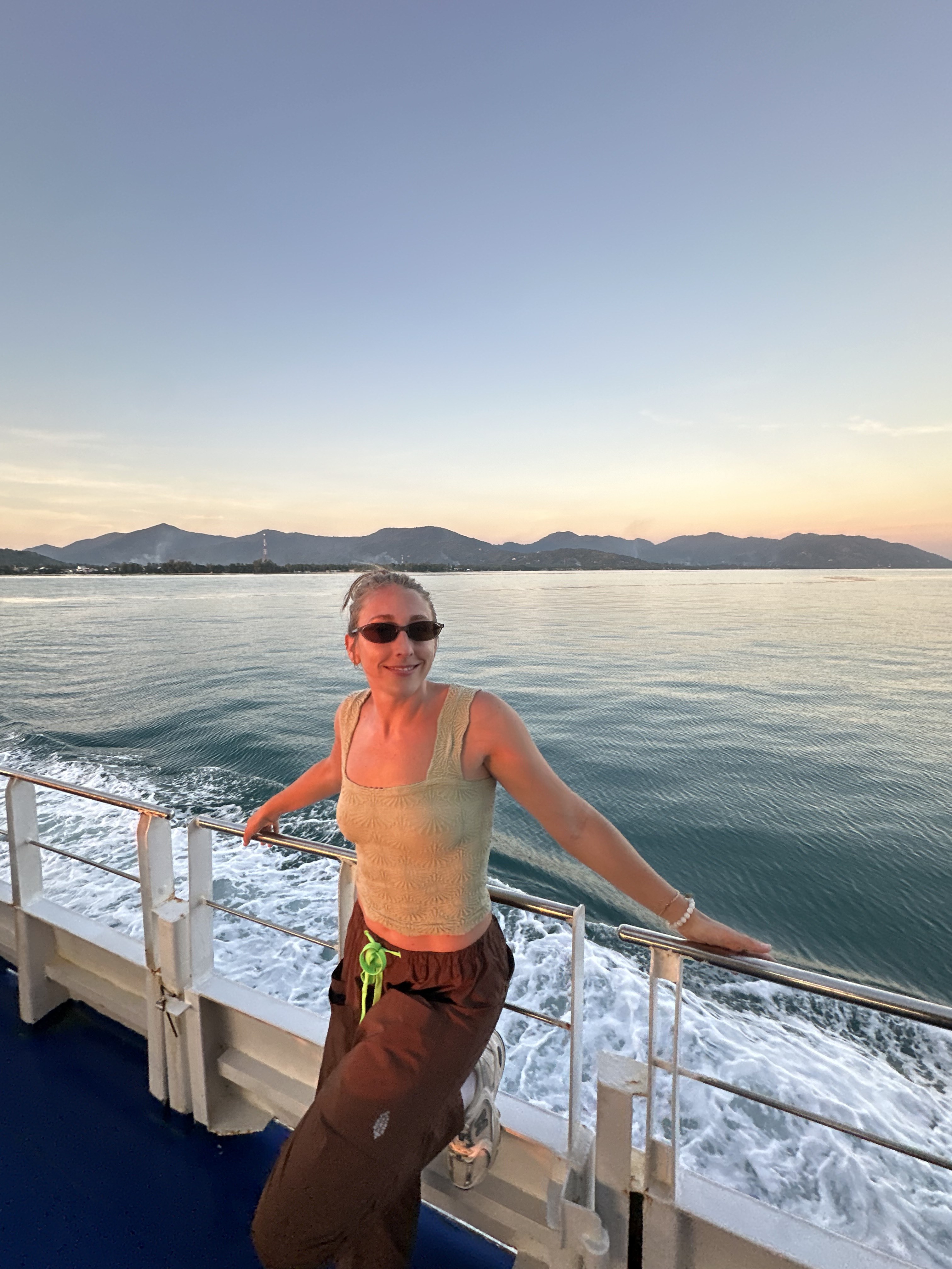 Becca Q. traveling by boat in Thailand